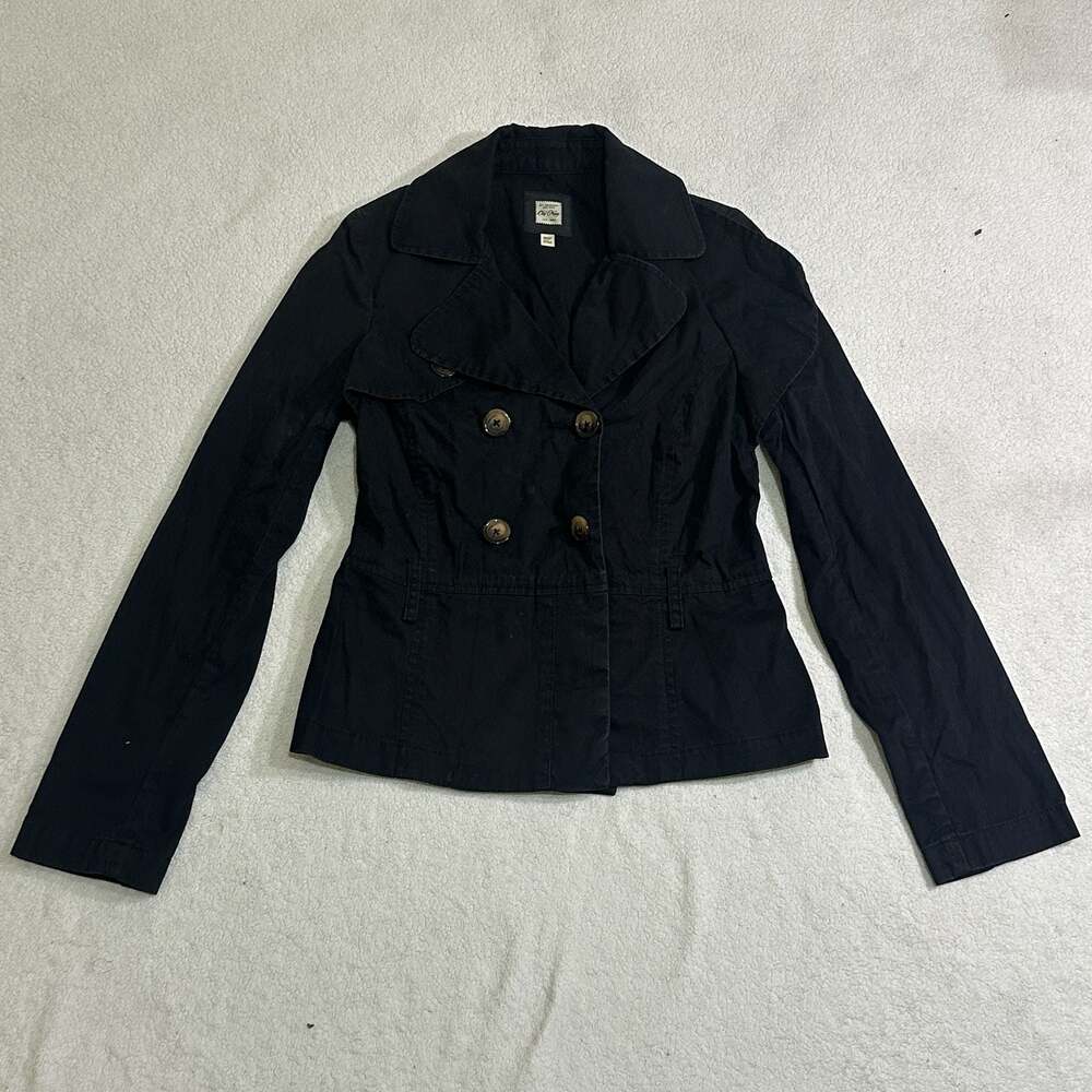 Old Navy Women's Black Double Breasted Cotton Pea Coat Jacket Size XS